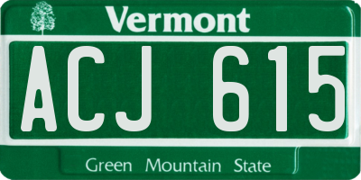 VT license plate ACJ615