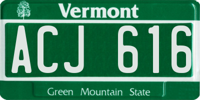 VT license plate ACJ616