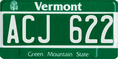 VT license plate ACJ622