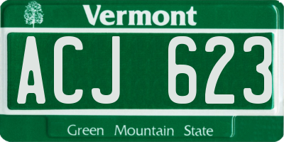 VT license plate ACJ623