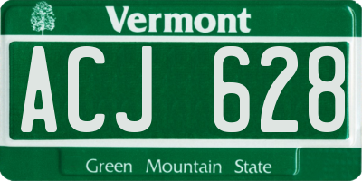 VT license plate ACJ628