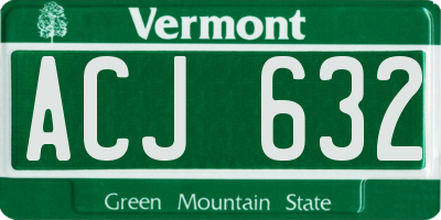 VT license plate ACJ632