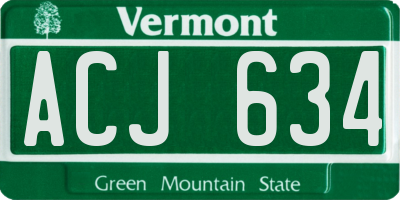 VT license plate ACJ634