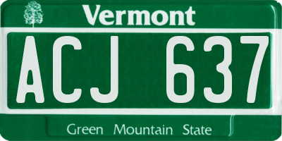 VT license plate ACJ637