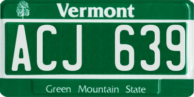 VT license plate ACJ639