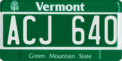 VT license plate ACJ640