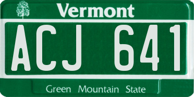 VT license plate ACJ641