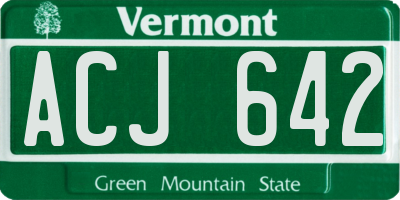 VT license plate ACJ642