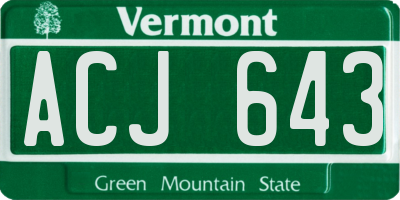 VT license plate ACJ643
