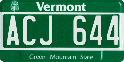VT license plate ACJ644