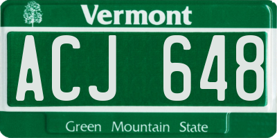 VT license plate ACJ648