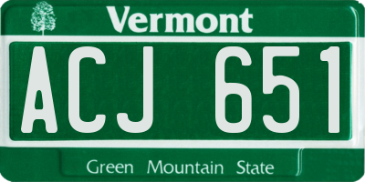 VT license plate ACJ651