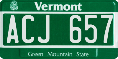 VT license plate ACJ657