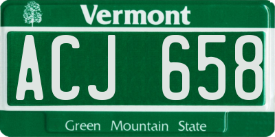 VT license plate ACJ658