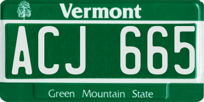 VT license plate ACJ665