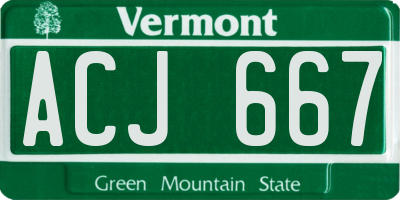 VT license plate ACJ667