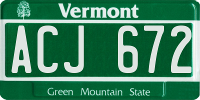 VT license plate ACJ672