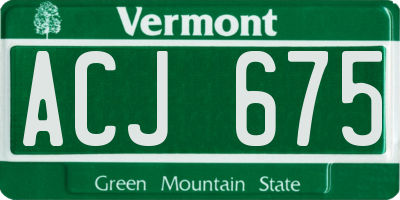 VT license plate ACJ675