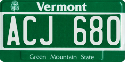VT license plate ACJ680