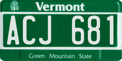 VT license plate ACJ681