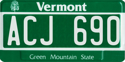 VT license plate ACJ690