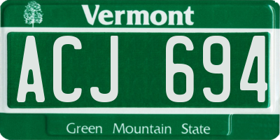 VT license plate ACJ694
