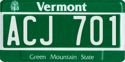 VT license plate ACJ701