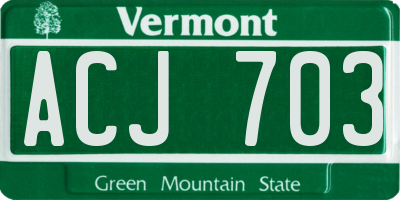 VT license plate ACJ703