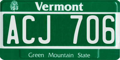 VT license plate ACJ706