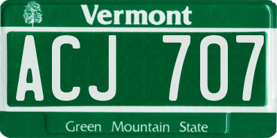 VT license plate ACJ707