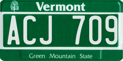 VT license plate ACJ709
