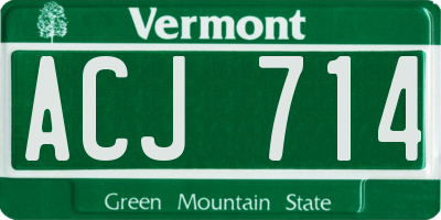VT license plate ACJ714