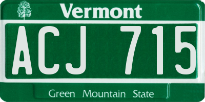 VT license plate ACJ715