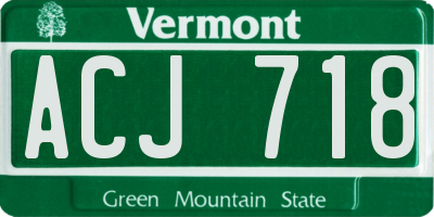 VT license plate ACJ718