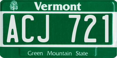 VT license plate ACJ721