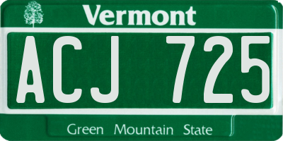 VT license plate ACJ725