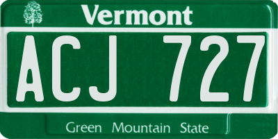VT license plate ACJ727