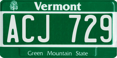 VT license plate ACJ729