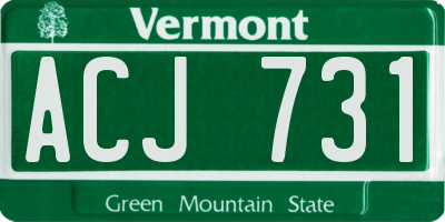 VT license plate ACJ731