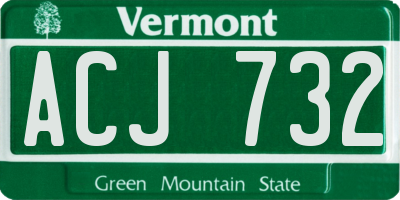 VT license plate ACJ732
