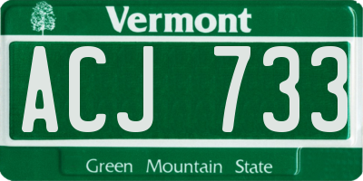 VT license plate ACJ733