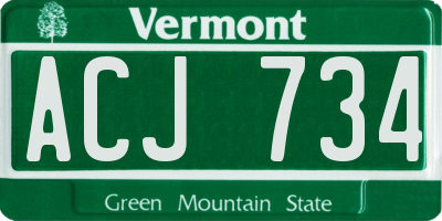 VT license plate ACJ734