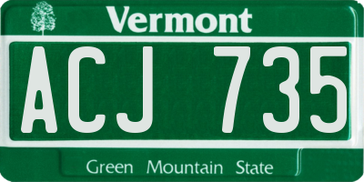 VT license plate ACJ735