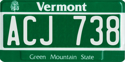 VT license plate ACJ738