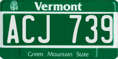 VT license plate ACJ739
