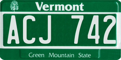 VT license plate ACJ742