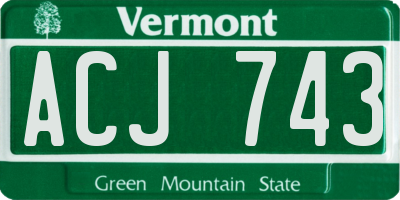 VT license plate ACJ743
