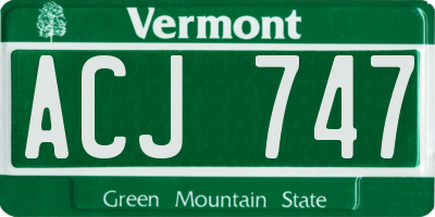 VT license plate ACJ747