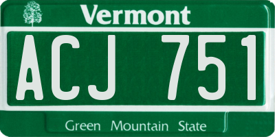 VT license plate ACJ751