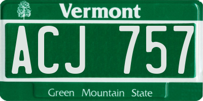 VT license plate ACJ757